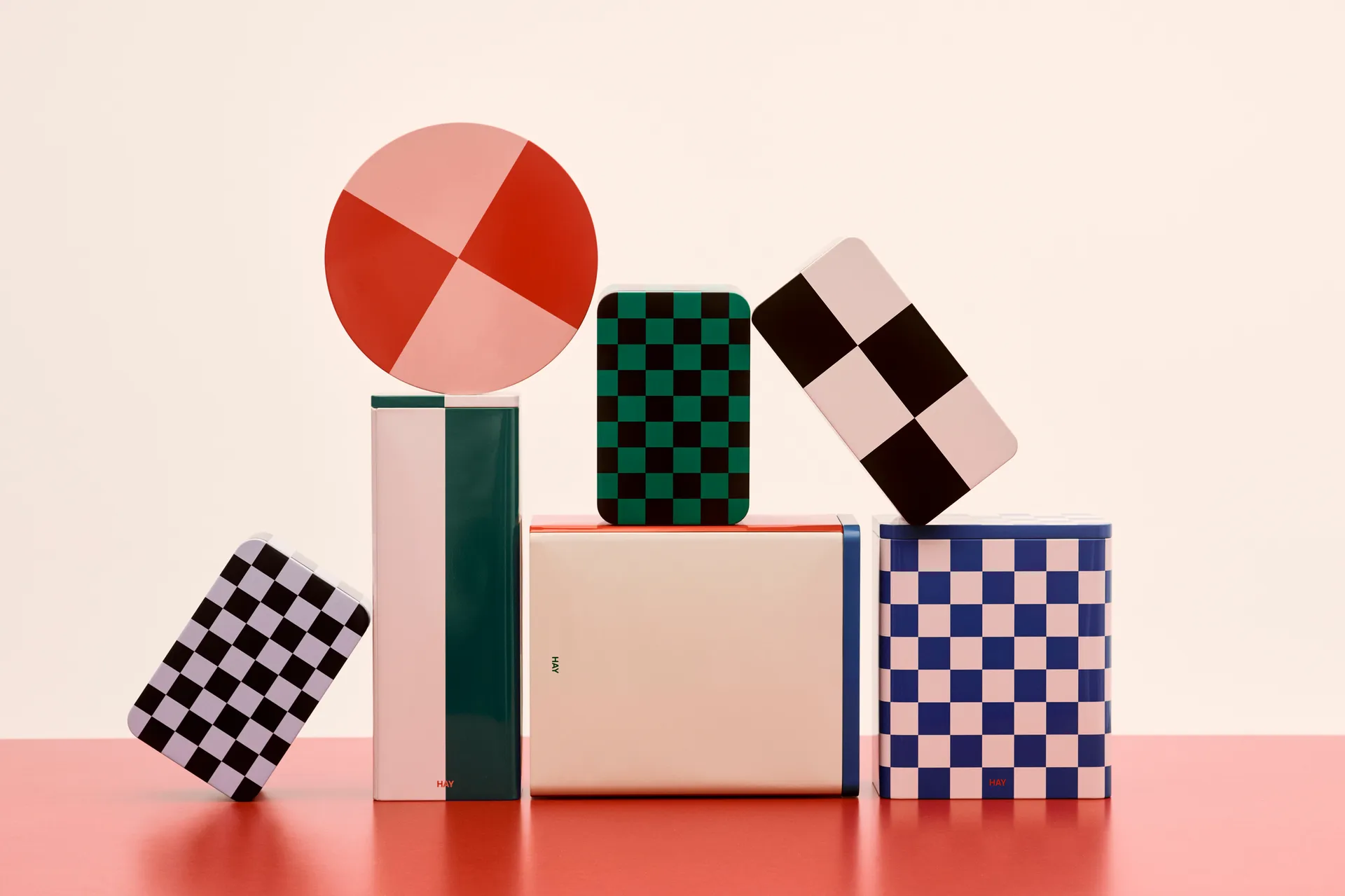 Tin Container βάζο αποθήκευσης, Slim green-off white HAY