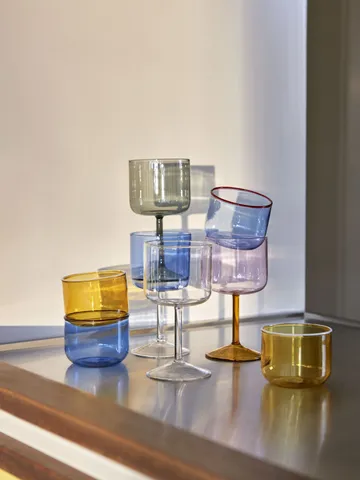 Tint ποτήρι 20 cl Συσκευασία 2 τεμαχίων - Γαλάζιο-κόκκινο περιθώριο - HAY