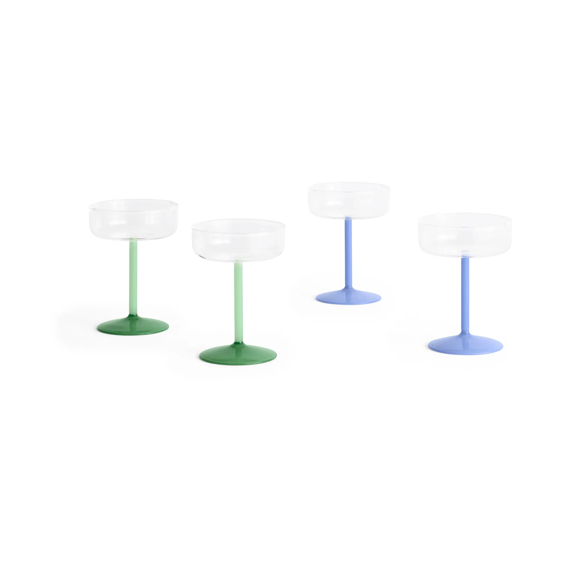 Tint coupe glasses 200 ml, συσκευασία 2 τεμαχίων, Clear-jade light green-jade dark green HAY