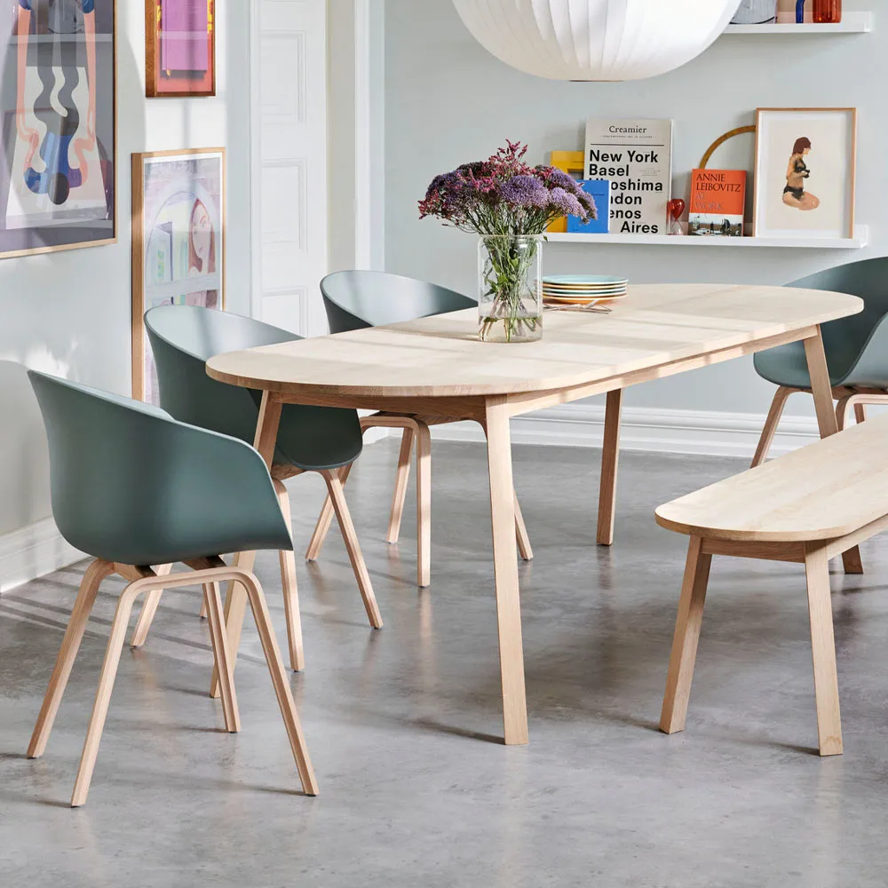 Triangle Leg τραπεζαρία, βελανιδιά λάκα, 200x85 εκ. HAY