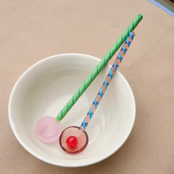 Twist γυάλινο κουτάλι Συσκευασία 2 τεμαχίων - τιρκουάζ-ανοιχτό ροζ - HAY