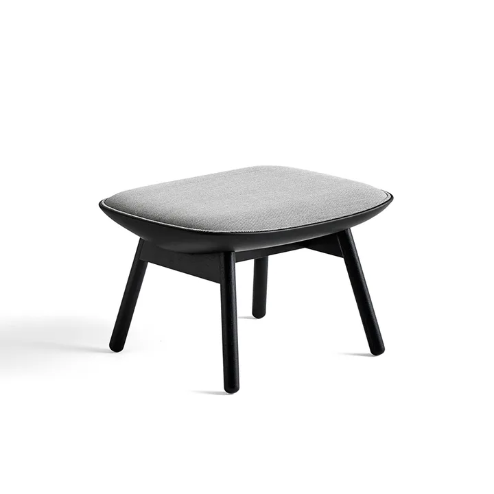 Σκαμπό υποποδίου Uchiwa - Σκούρο γκρι/λευκό μελανζέ-μαύρη δρυς-δέρμα - HAY