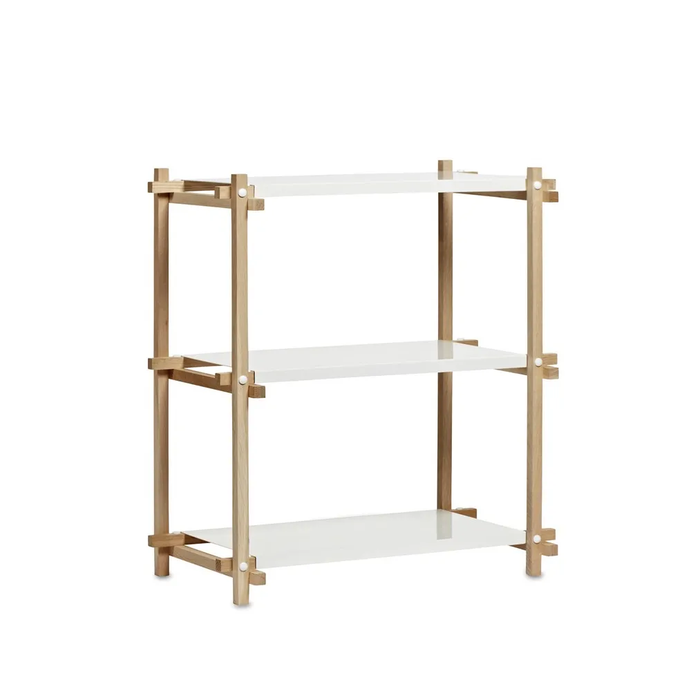 Woody Column ράφι, Oak-white lacquered shelf, low HAY