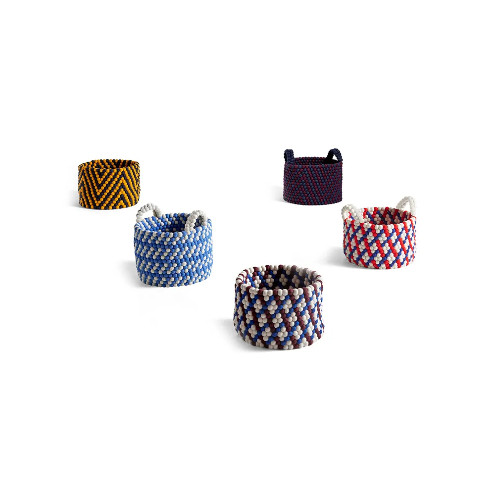 Καλάθι με χάντρες και χερούλι, Κόκκινο καλαθάκι με πλέξη, μικρό HAY