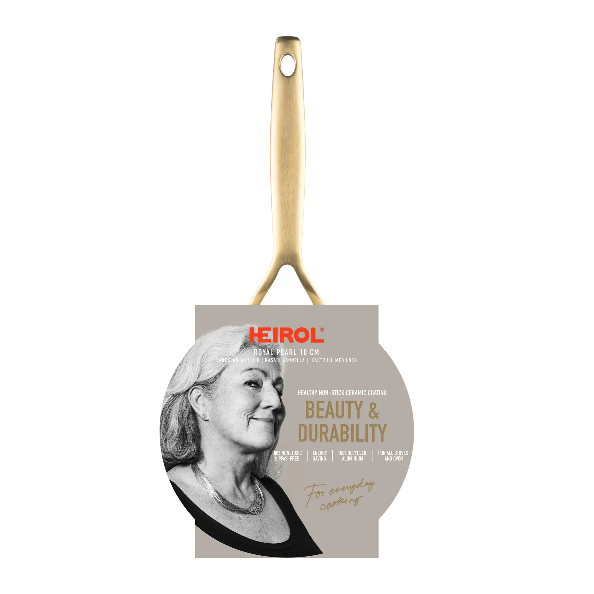 Heirol Royal Pearl κατσαρολάκι με καπάκι Ø18 cm, Λευκό-χρυσό Heirol