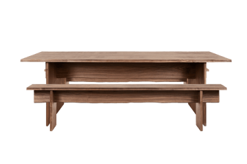 Τραπέζι φαγητού Bookmatch με παγκάκια 220 cm - Καρυδιά - Hem