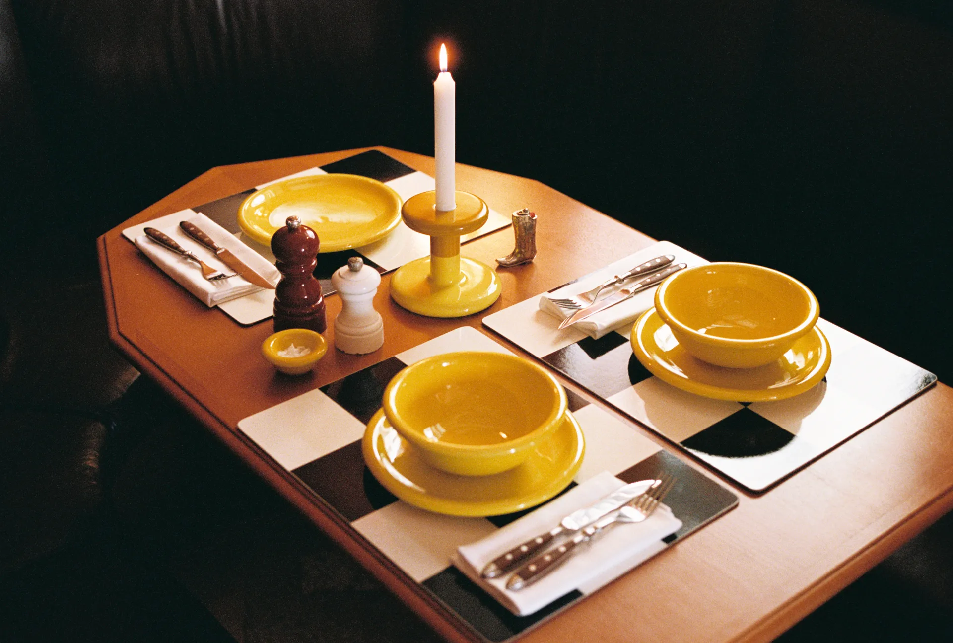 Check σουπλά 30x40 cm 2 τεμάχια, Cream-black Hem