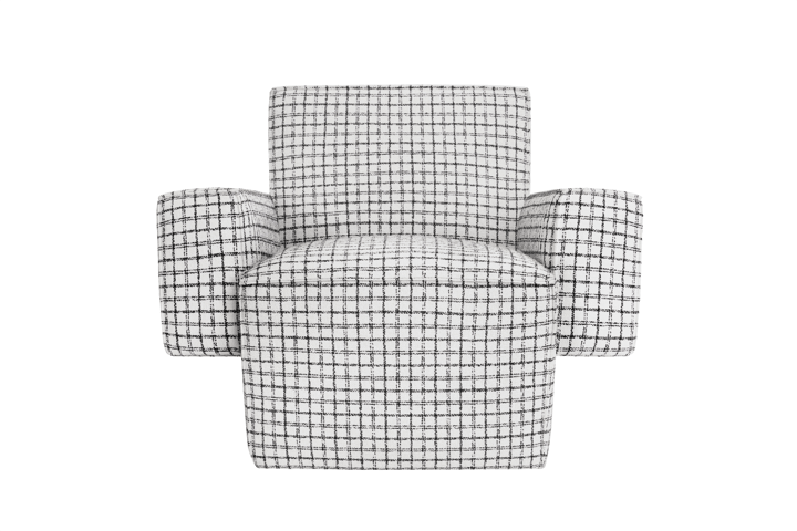 Hunk lounge πολυθρόνα με μπράτσα, Checkered black/white Hem