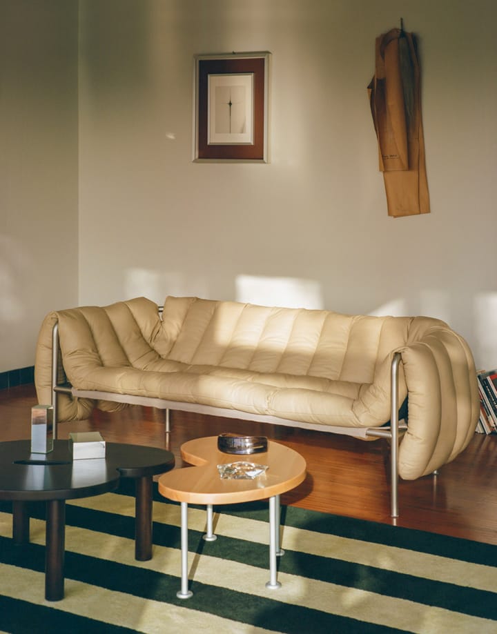 Puffy 2,5-θέσιος καναπές 205 cm, Sand leather-Ανοξείδωτο ατσάλι Hem