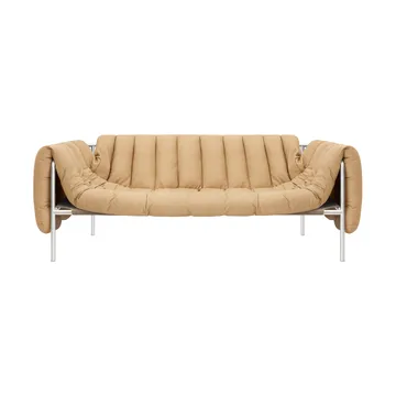 Puffy 2,5-θέσιος καναπές 205 cm - Sand leather-Ανοξείδωτο ατσάλι - Hem