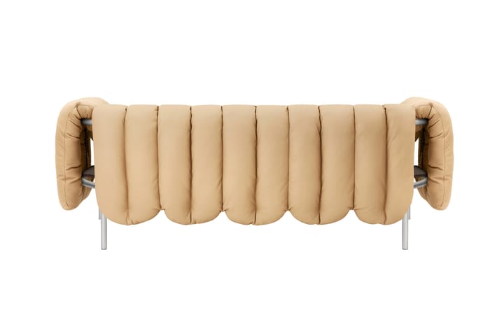 Puffy 2,5-θέσιος καναπές 205 cm, Sand leather-Ανοξείδωτο ατσάλι Hem