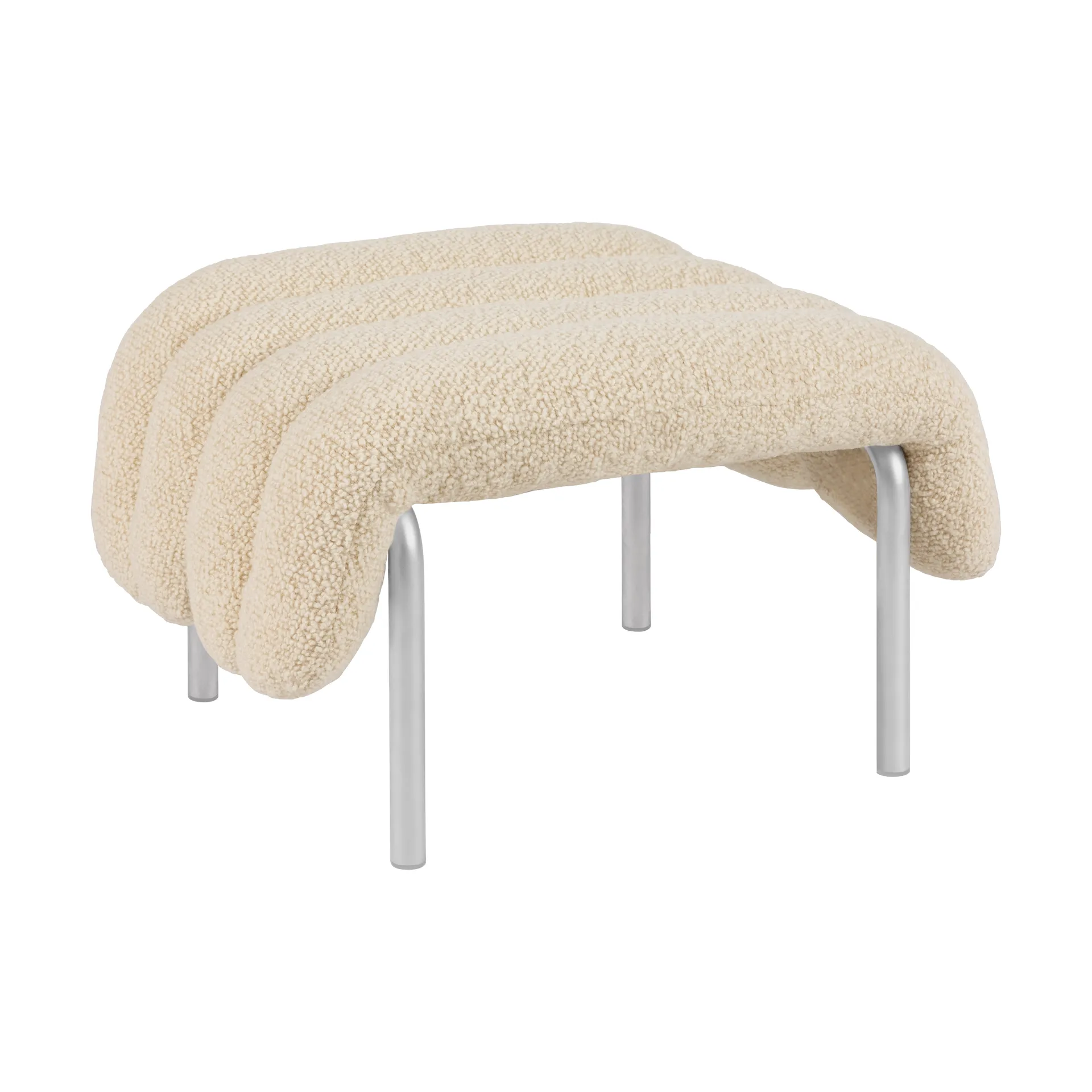 Puffy υποπόδιο 58x67 cm, Eggshell-Ανοξείδωτο ατσάλι Hem