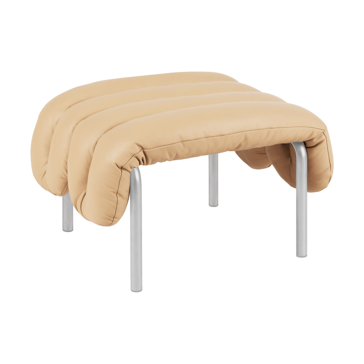 Puffy υποπόδιο 58x67 cm - Sand leather-Ανοξείδωτο ατσάλι - Hem