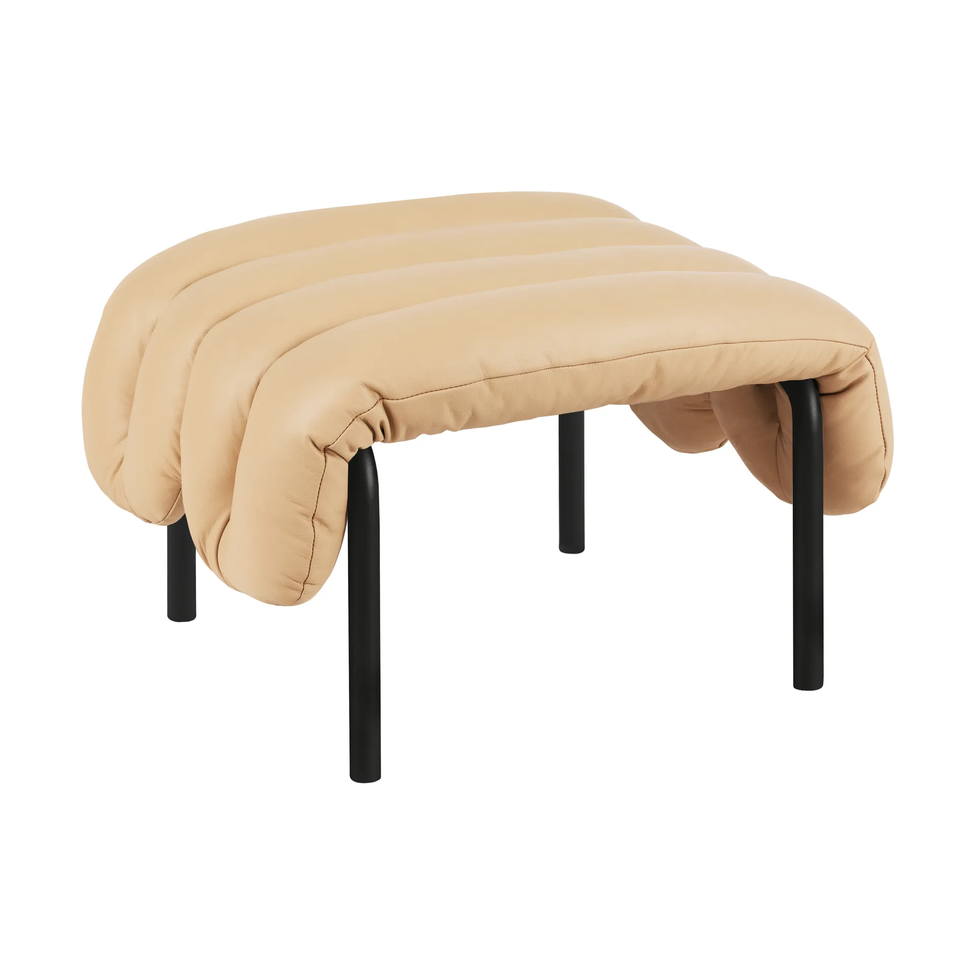 Puffy υποπόδιο 58x67 cm, Sand leather-black grey Hem