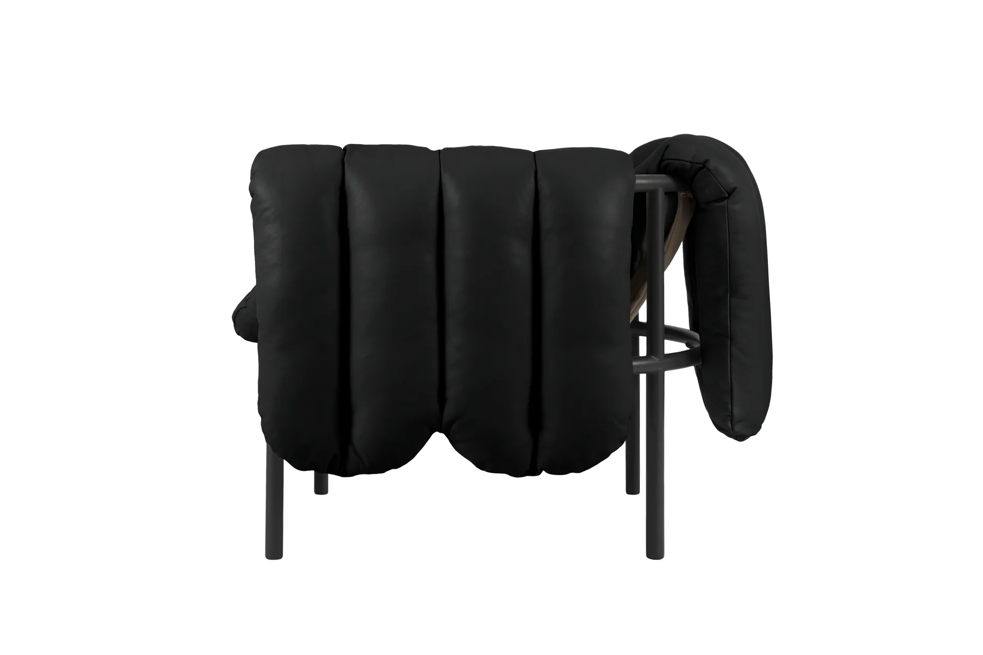 Puffy lounge πολυθρόνα, Black leather-black grey Hem