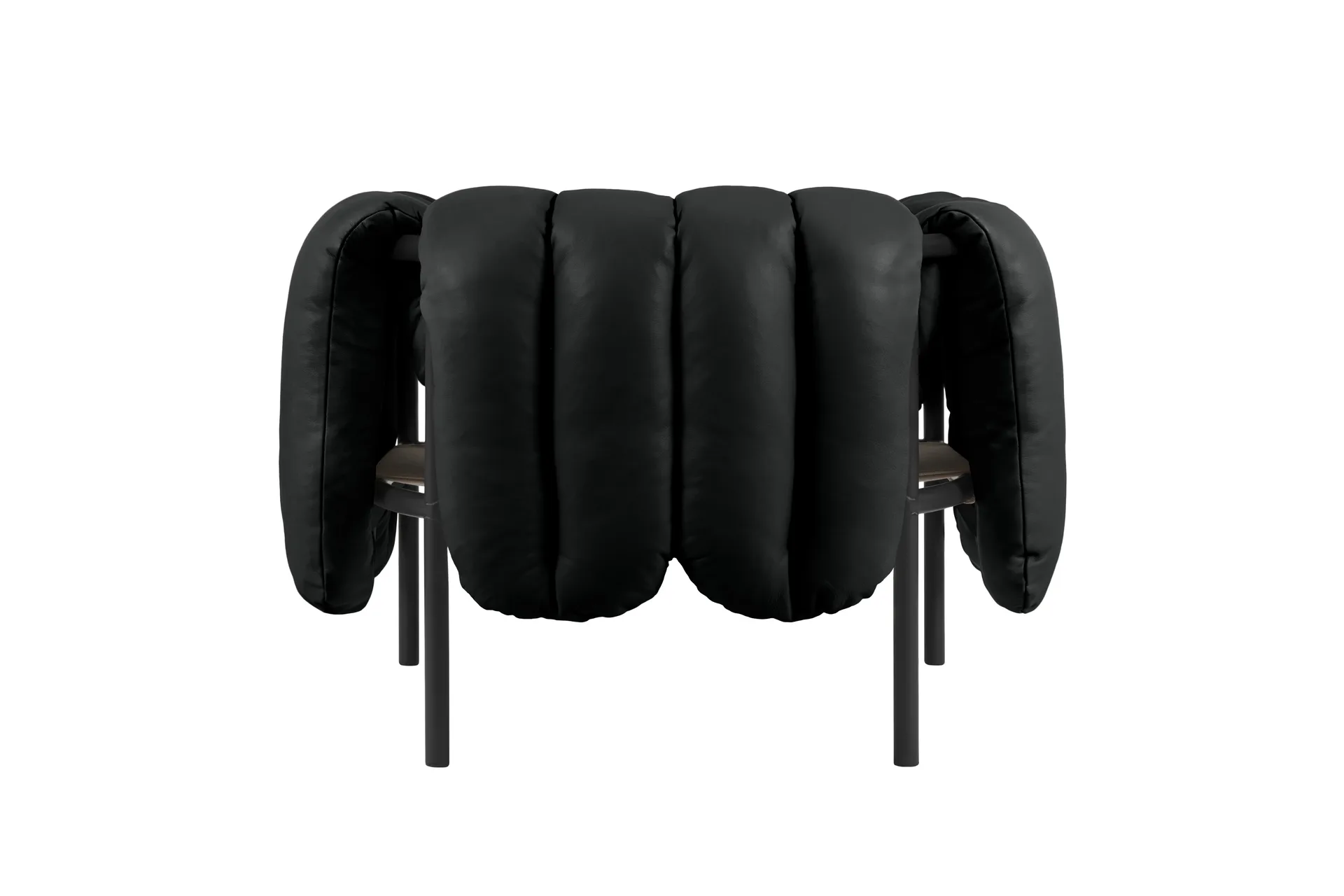 Puffy lounge πολυθρόνα, Black leather-black grey Hem