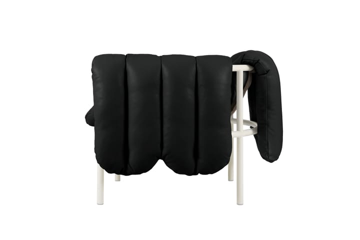 Puffy lounge πολυθρόνα, Black leather-cream Hem