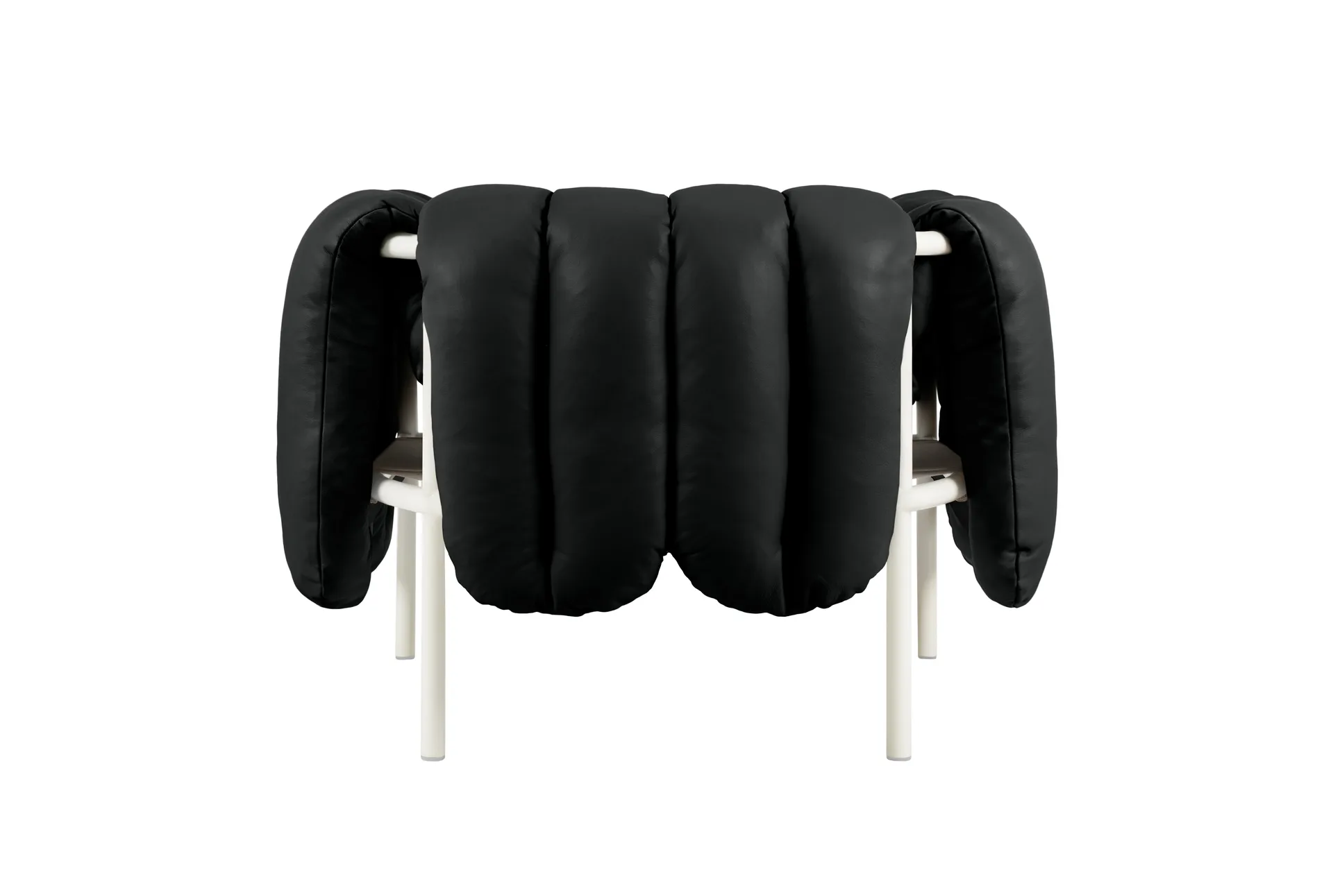 Puffy lounge πολυθρόνα, Black leather-cream Hem
