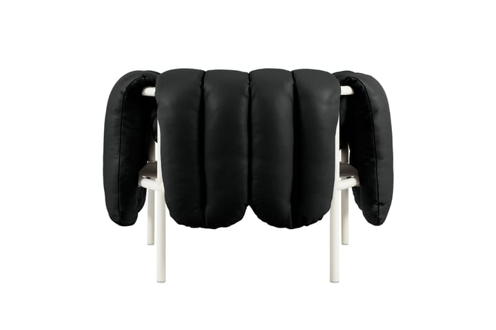 Puffy lounge πολυθρόνα, Black leather-cream Hem