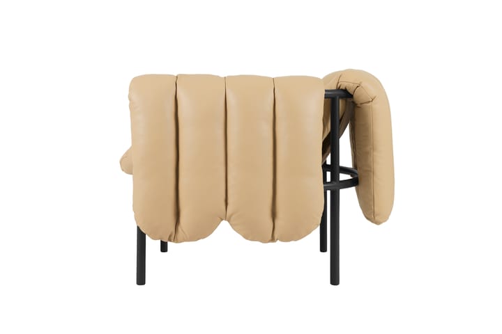 Puffy lounge πολυθρόνα, Sand leather-black grey Hem