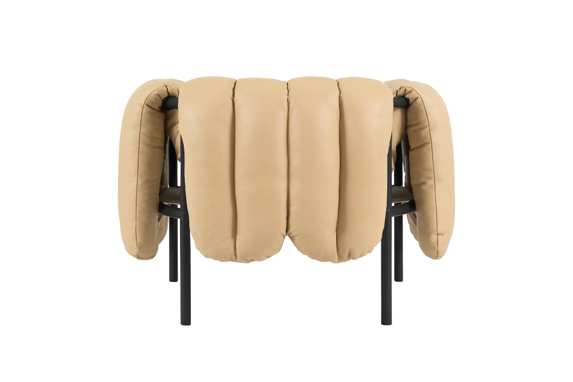 Puffy lounge πολυθρόνα, Sand leather-black grey Hem