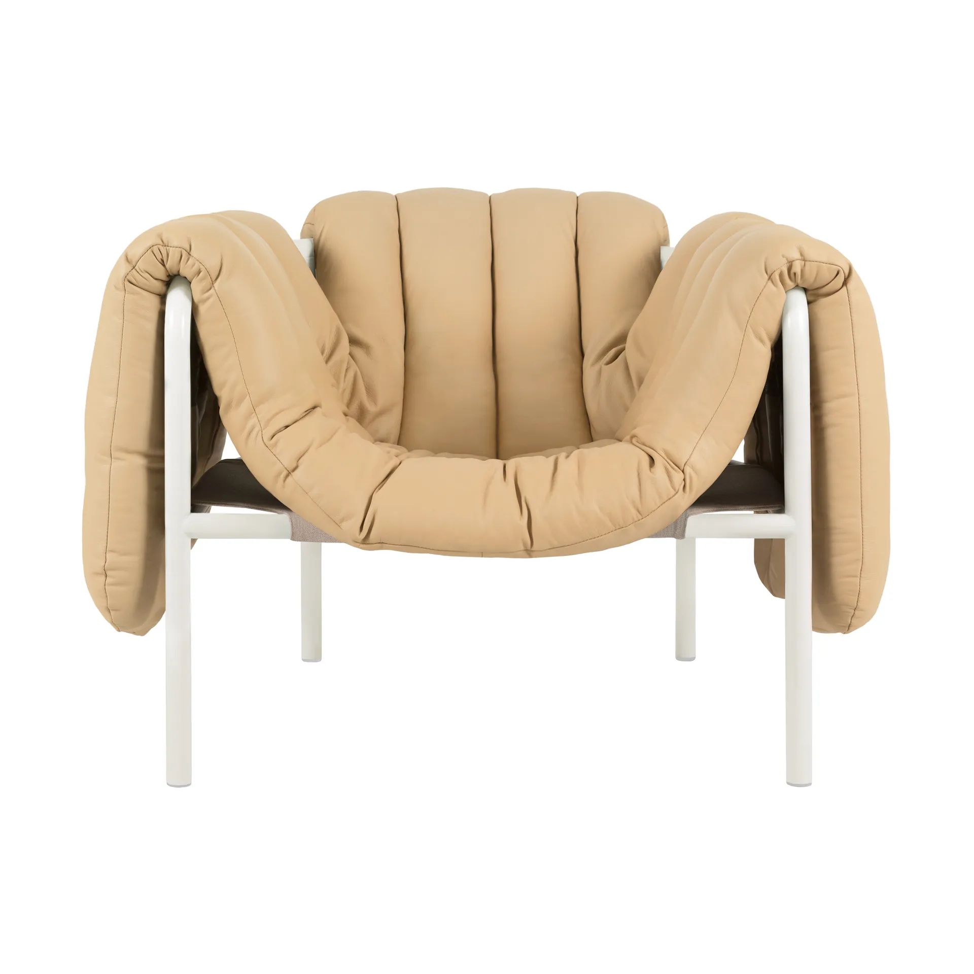Puffy lounge πολυθρόνα, Sand leather-cream Hem