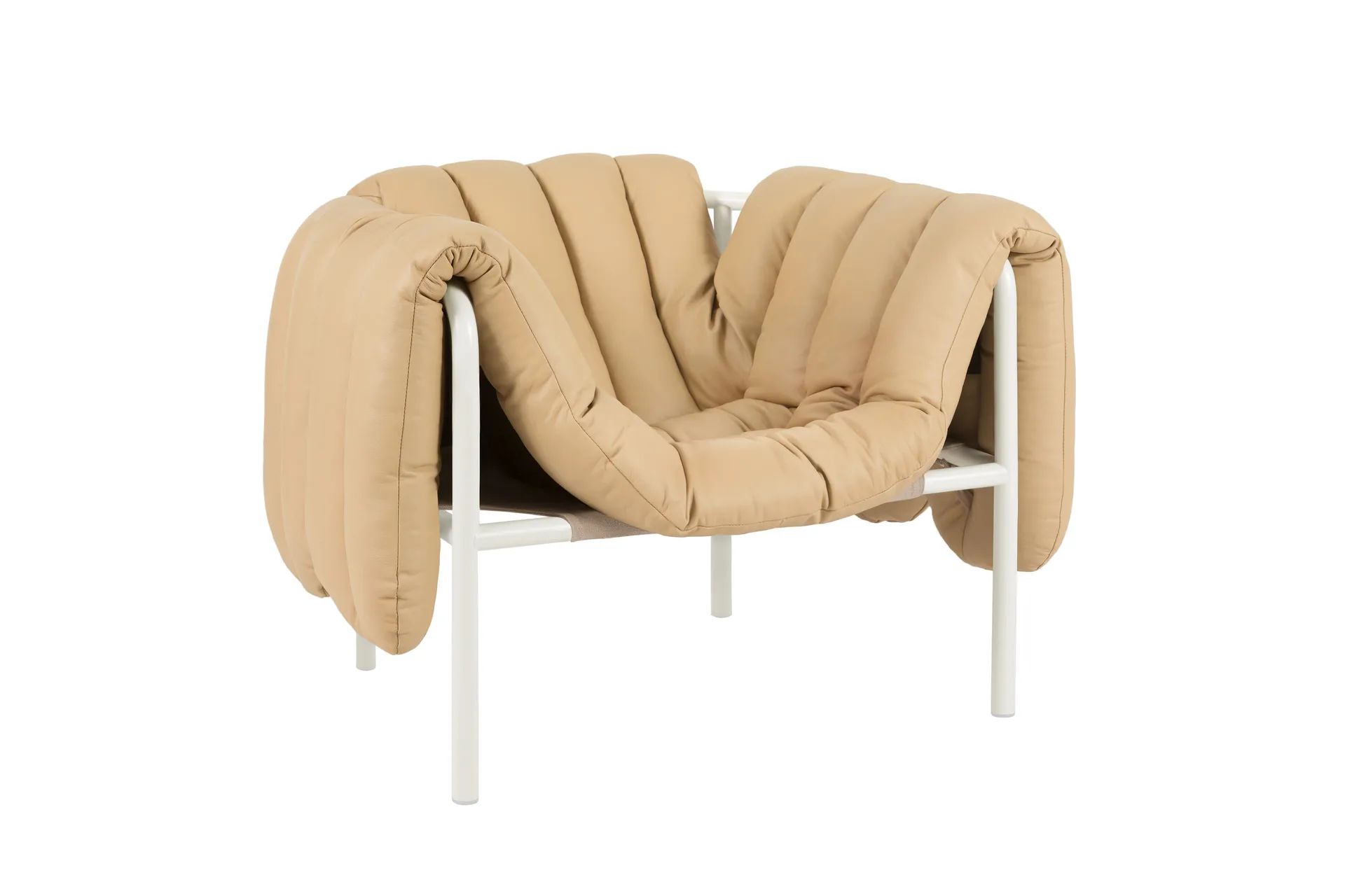 Puffy lounge πολυθρόνα, Sand leather-cream Hem