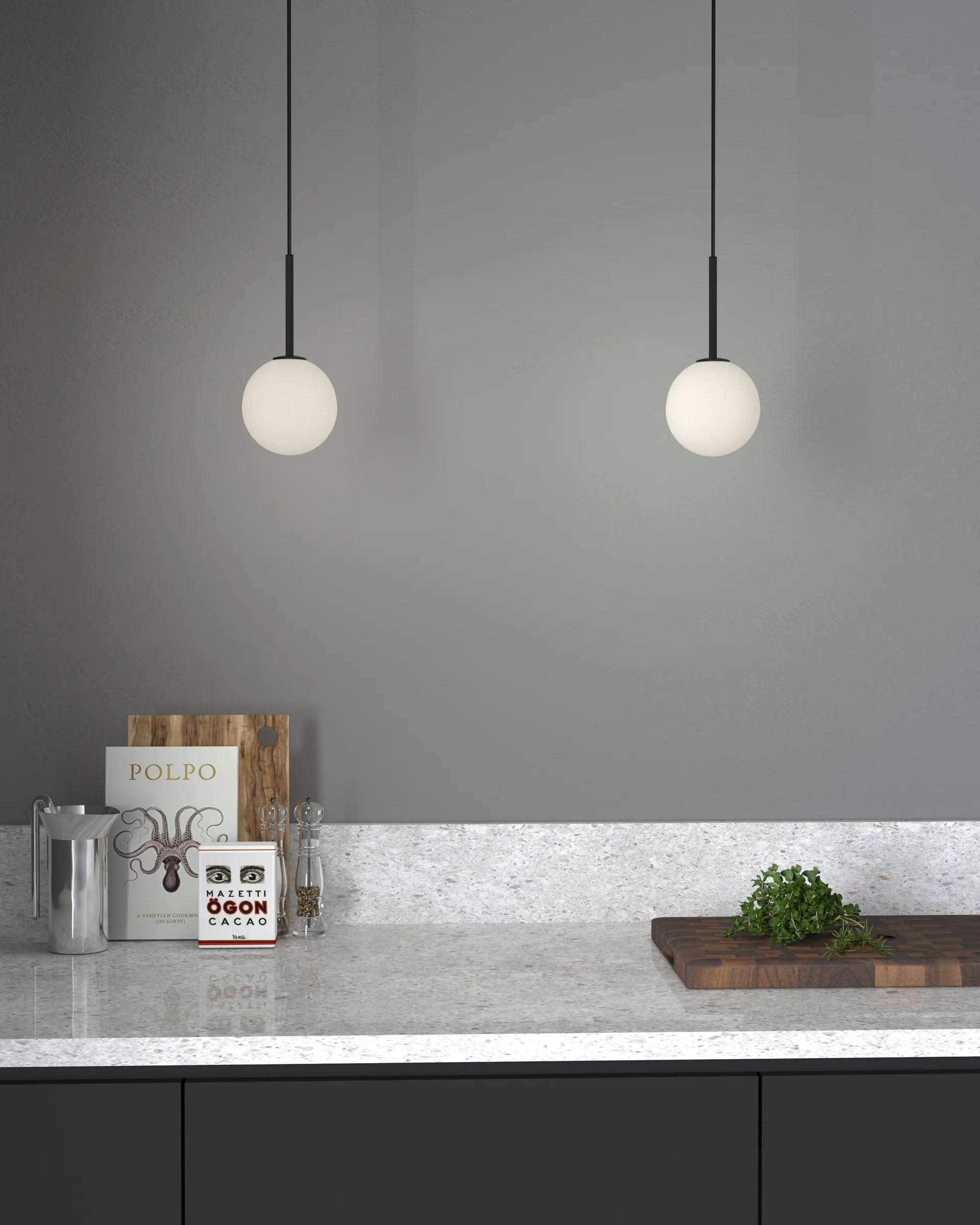 Ballon κρεμαστό φωτιστικό, Ματ μαύρο Herstal