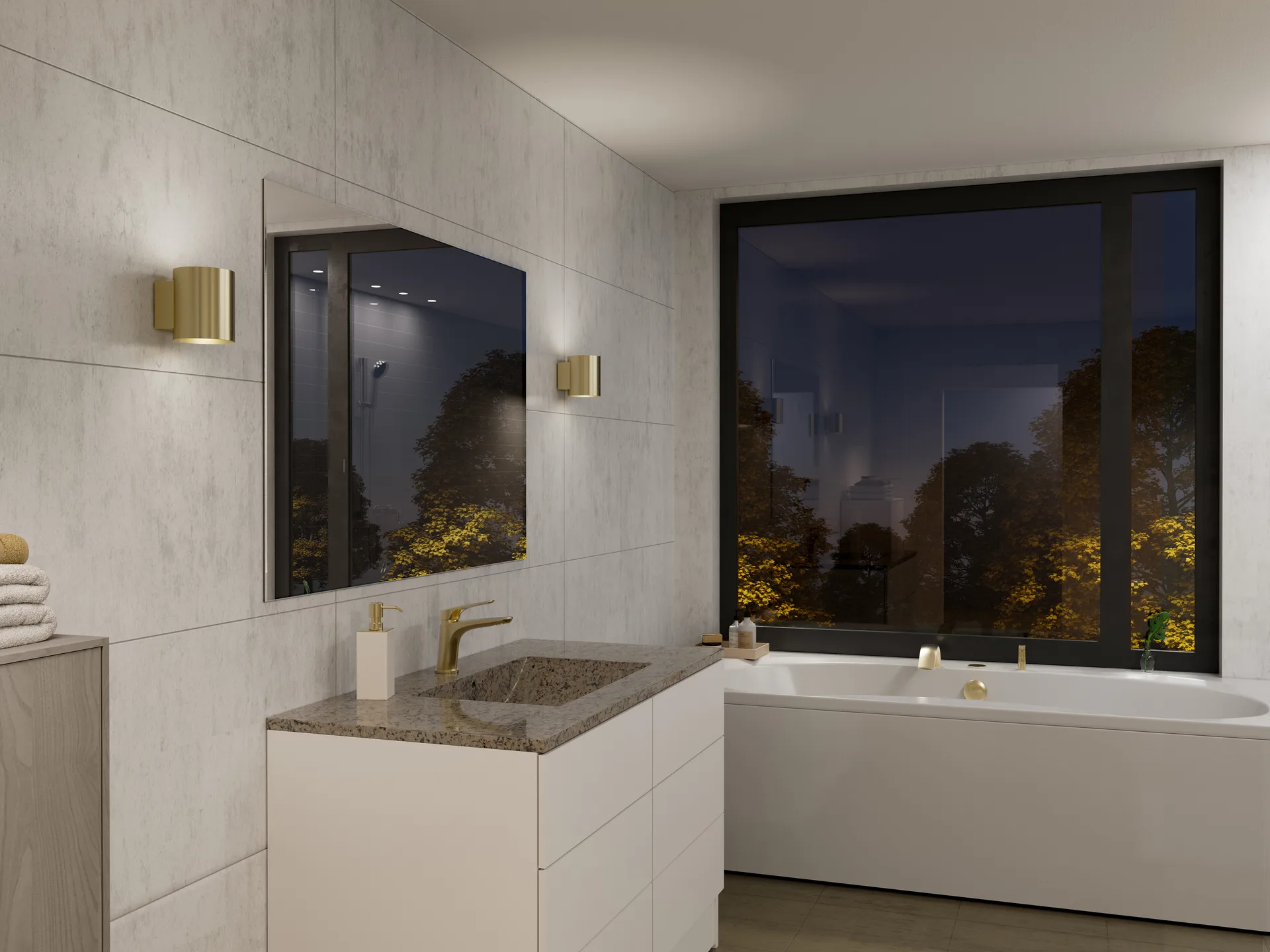 Evoke φωτιστικό τοίχου μικρό, Satin brass Herstal