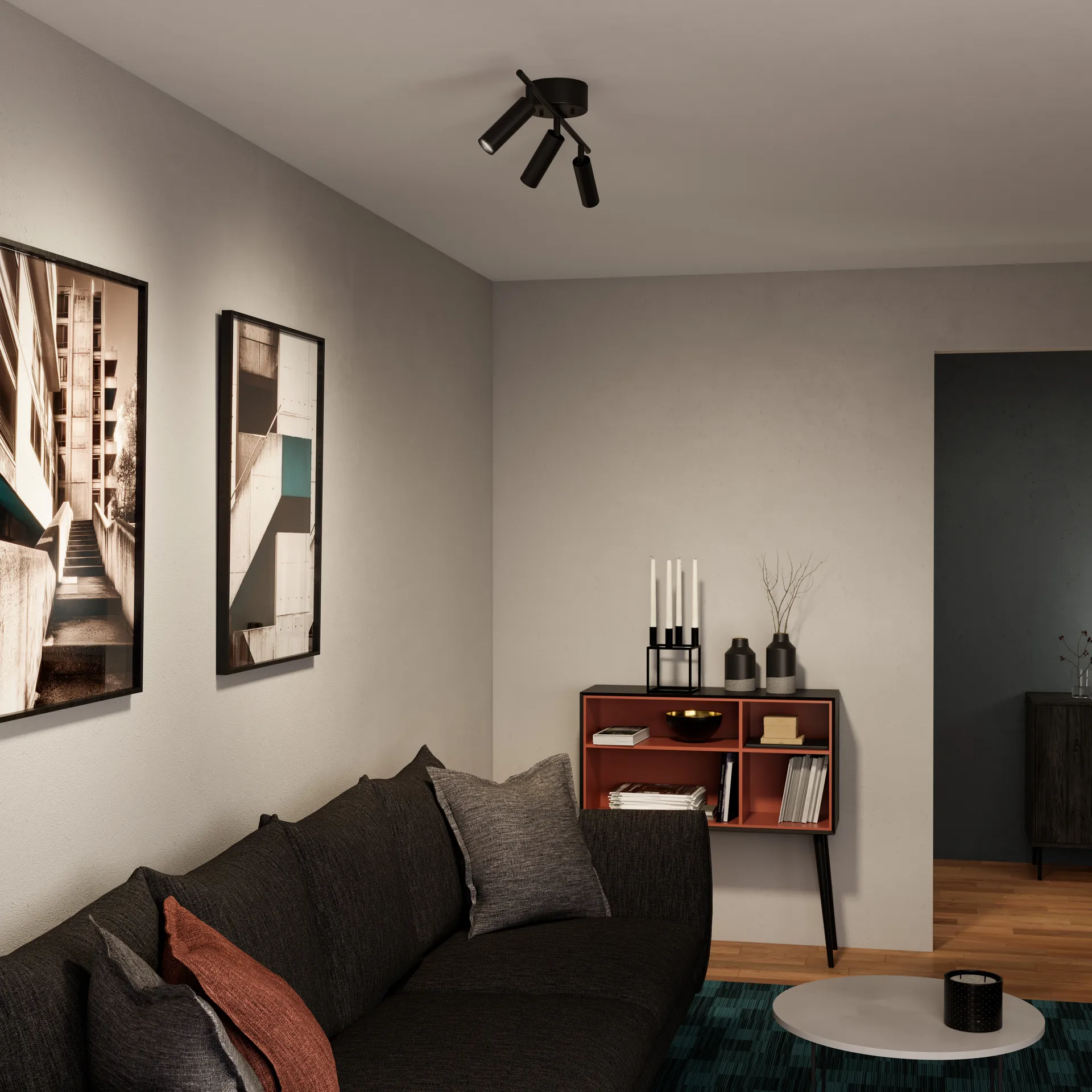 Pipeline φωτιστικό ράγα 3, Ματ μαύρο Herstal