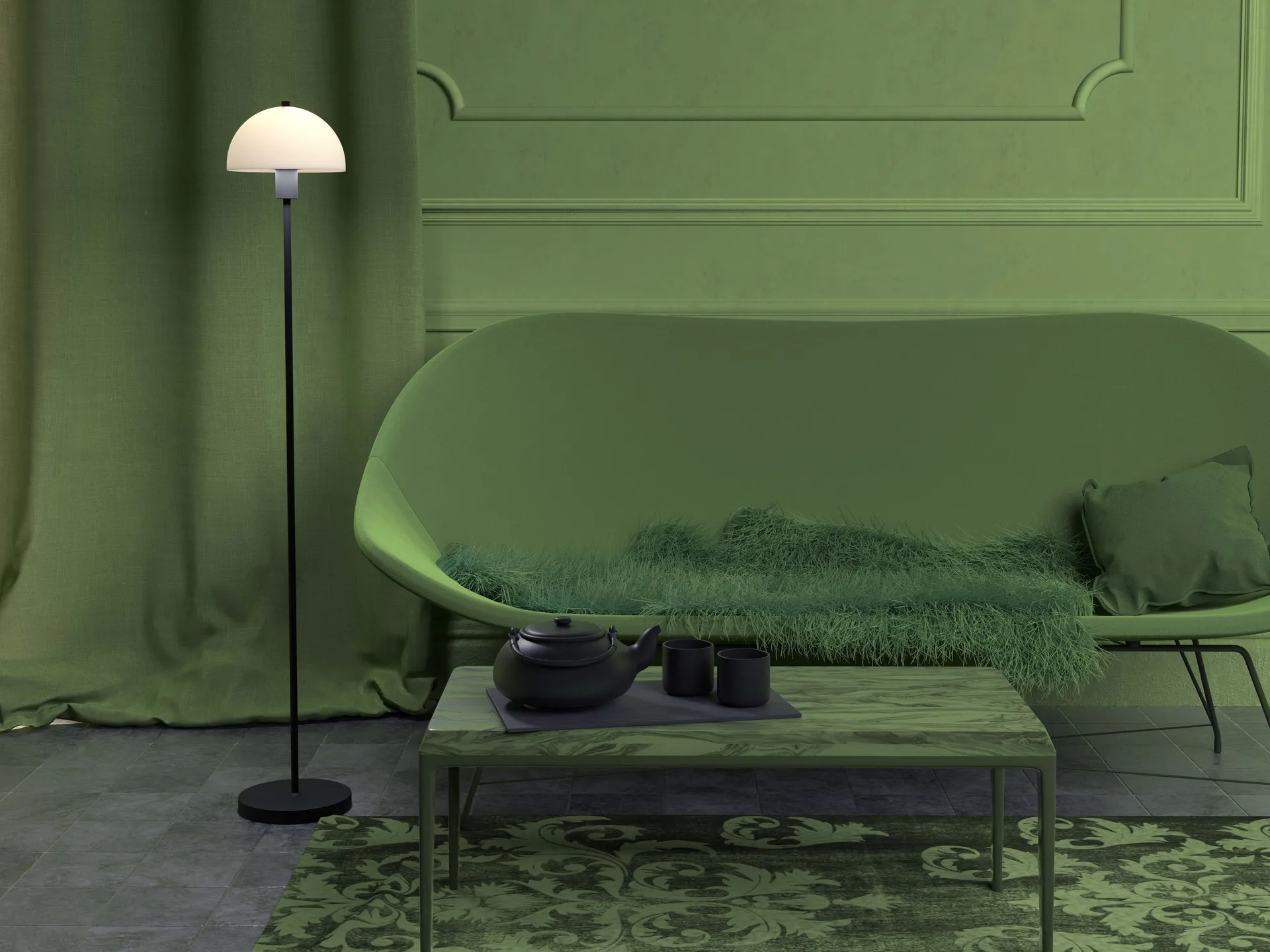 Vienda φωτιστικό δαπέδου, Μαύρο-οπαλίνα Herstal