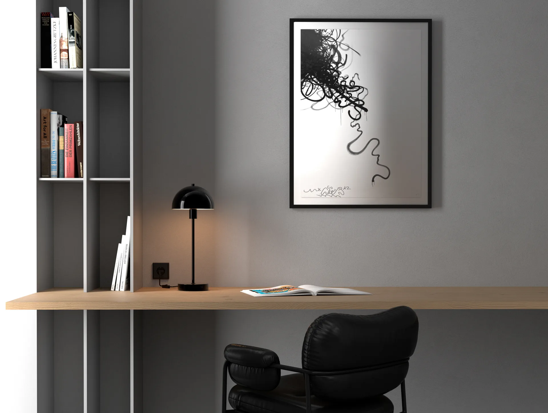 Vienda επιτραπέζιο φωτιστικό Ø 50 cm, Γυαλιστερό μαύρο Herstal