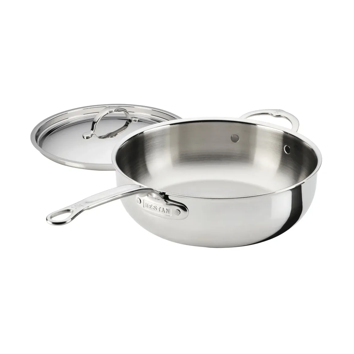 Hestan ProBond Luxe αντικολλητικό τηγάνι πολλαπλών χρήσεων με καπάκι, Ανοξείδωτος χάλυβας, βοηθητική λαβή Hestan