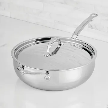 Hestan ProBond Luxe αντικολλητικό τηγάνι πολλαπλών χρήσεων με καπάκι - Ανοξείδωτος χάλυβας, βοηθητική λαβή - Hestan
