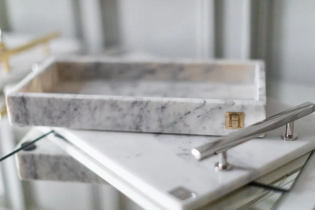 Hilke Collection δίσκος με άκρη 30x15 cm, Λευκό μάρμαρο Hilke Collection