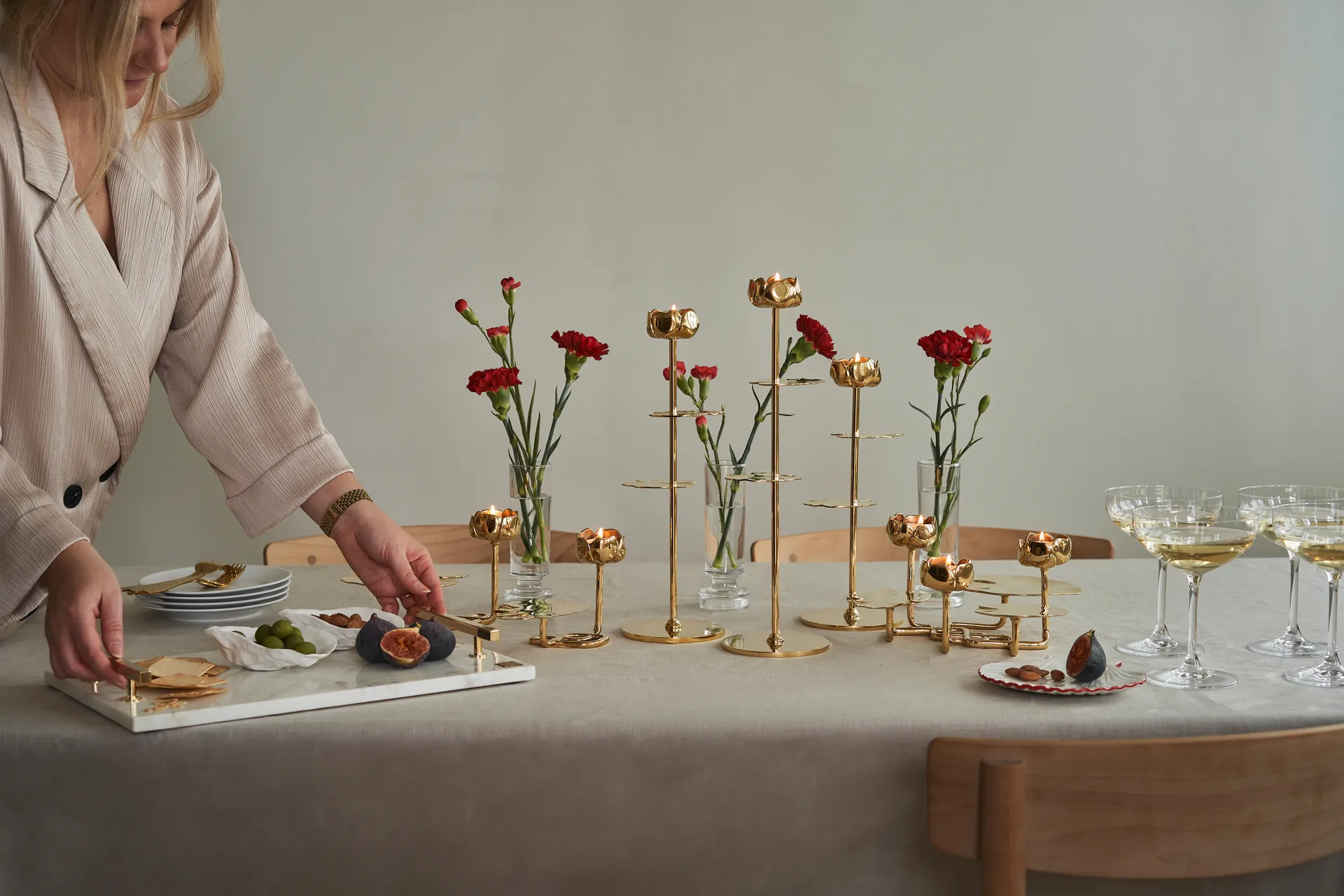 Hilke Collection δίσκος 40,5x25,5 cm, Λευκό μάρμαρο-μασίφ ορείχαλκος Hilke Collection