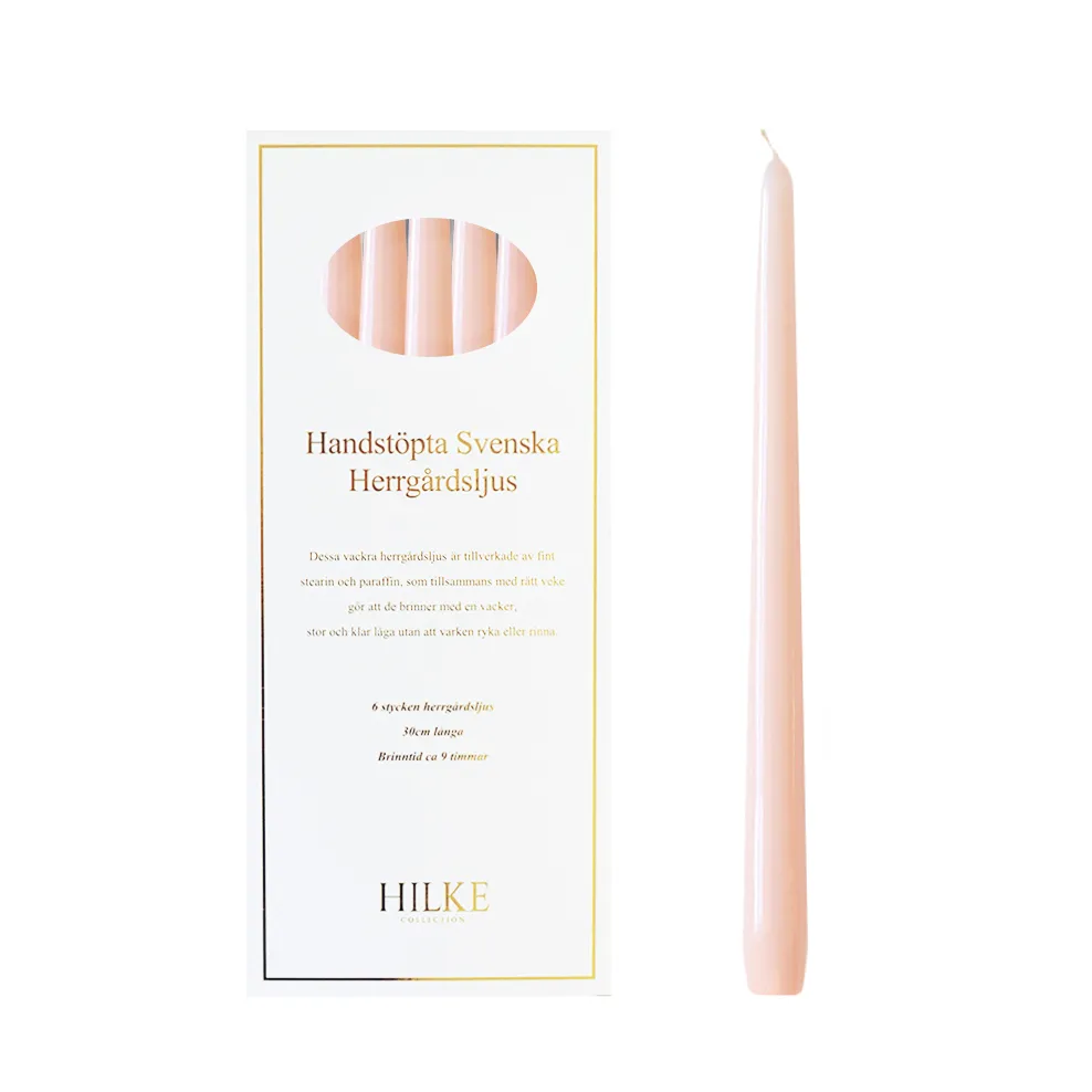 Κεριά Mansion 30 cm 6-pack, Ροζ λάμψη Hilke Collection