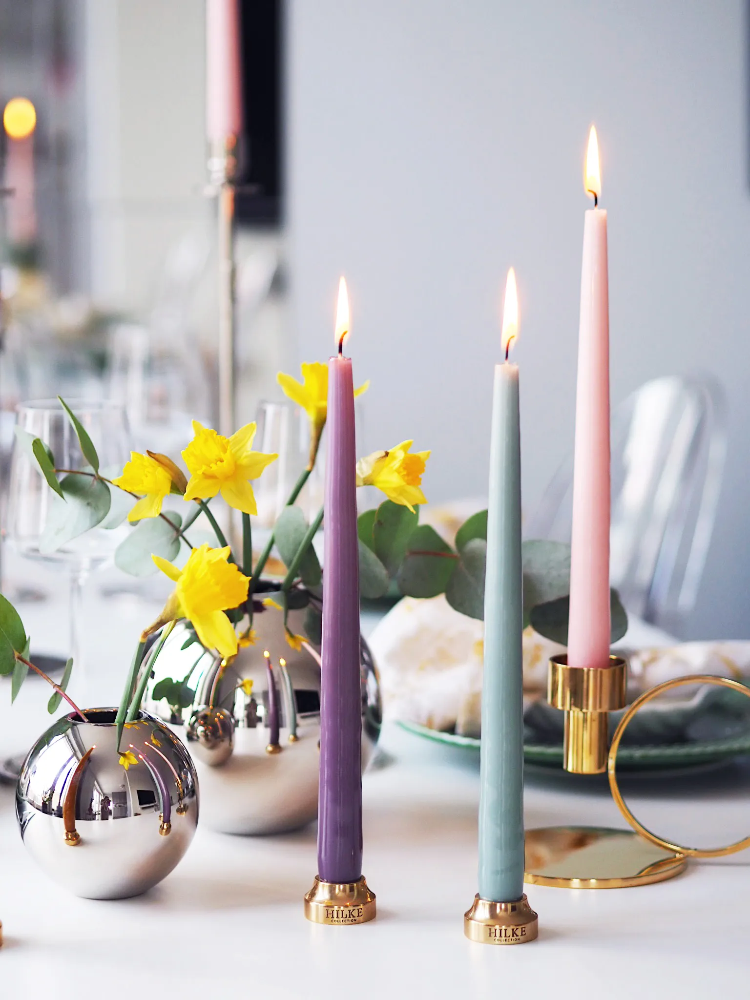 Κεριά Mansion 30 cm 6-pack, Ροζ λάμψη Hilke Collection