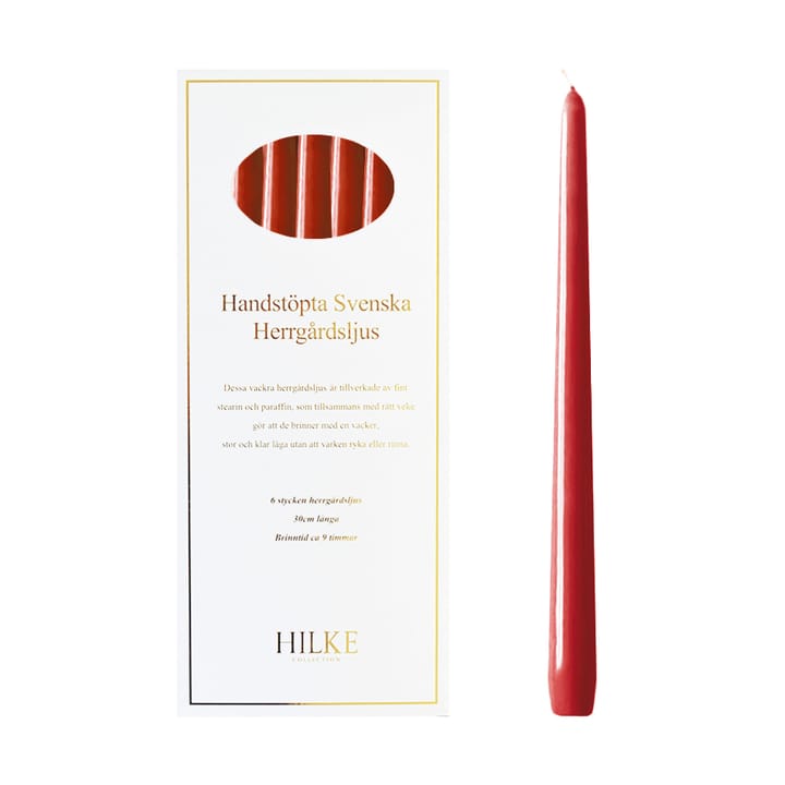 Κεριά Mansion 30 cm 6-pack, Κόκκινη λάμψη Hilke Collection
