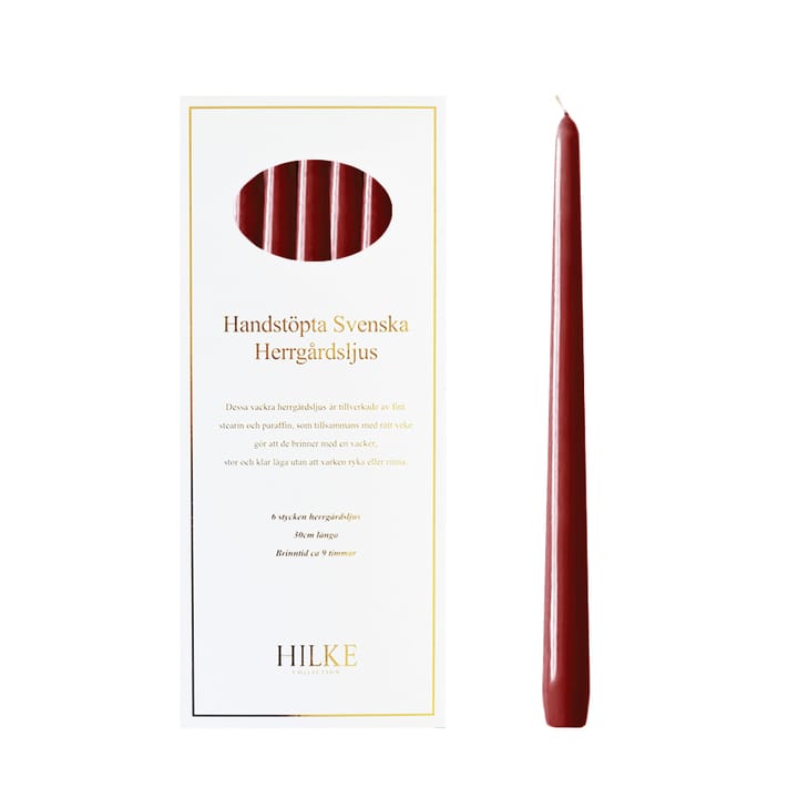 Κεριά Mansion 30 cm 6-pack, Κόκκινο κρασί λάμψης Hilke Collection