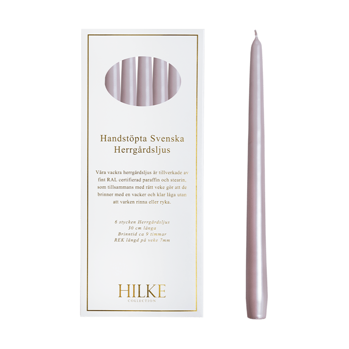 Κεριά Mansion 30 cm 6-pack, Αχνό Ροζ Πέρλα Hilke Collection