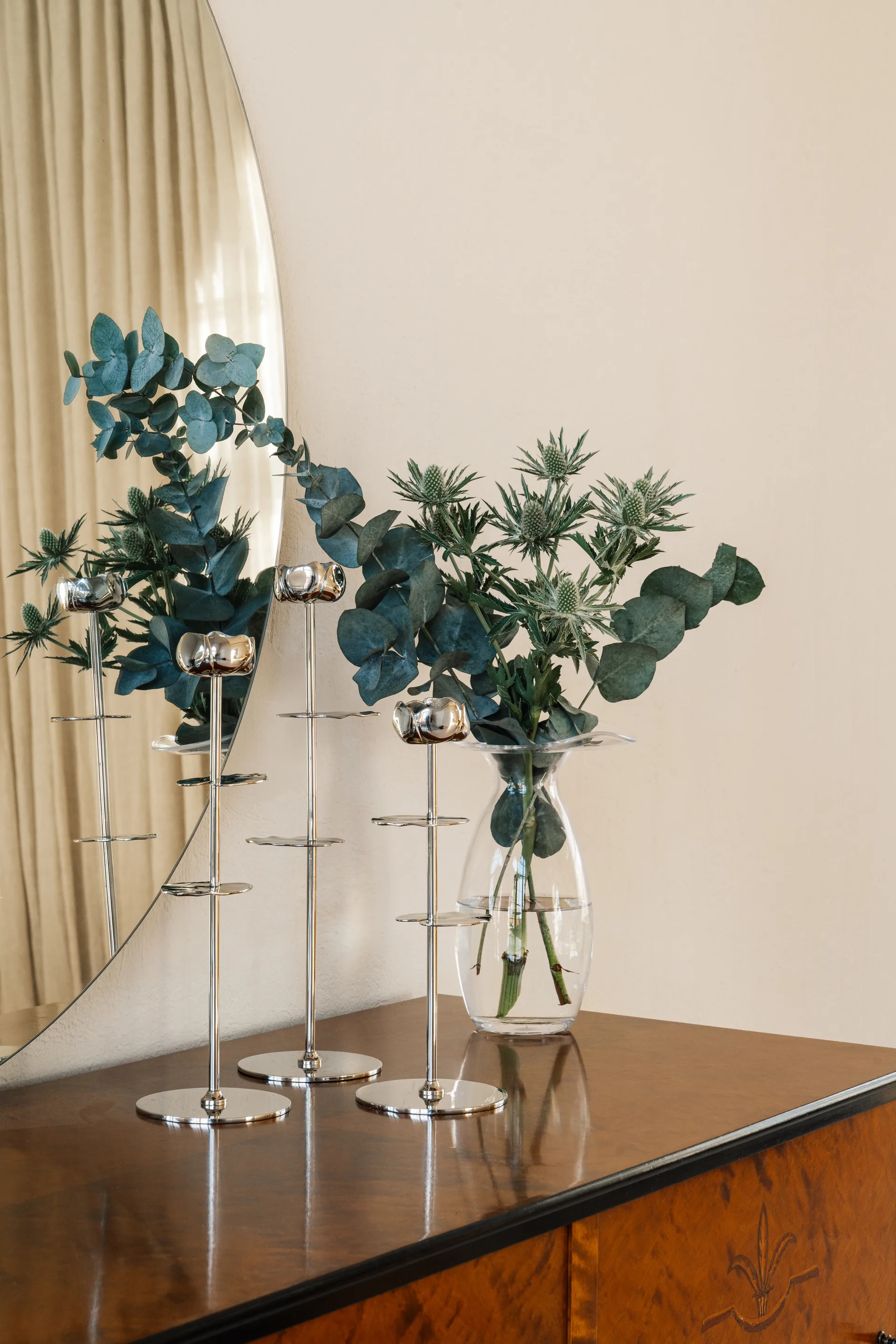 Κηροπήγιο Ninfea Alta 35 cm, Επιχρωμιωμένος ορείχαλκος Hilke Collection