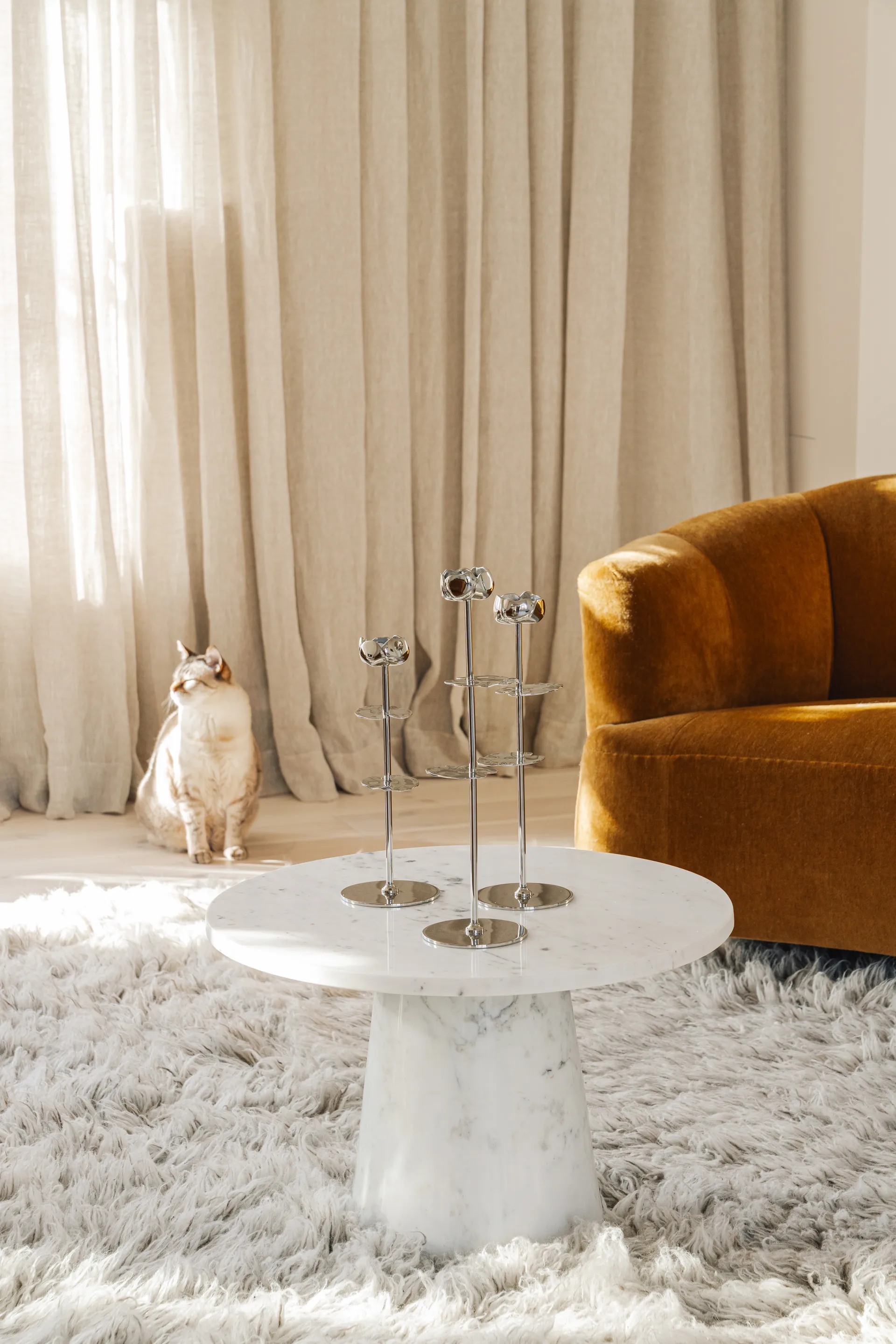 Κηροπήγιο Ninfea Alta 40 cm, Επιχρωμιωμένος ορείχαλκος Hilke Collection