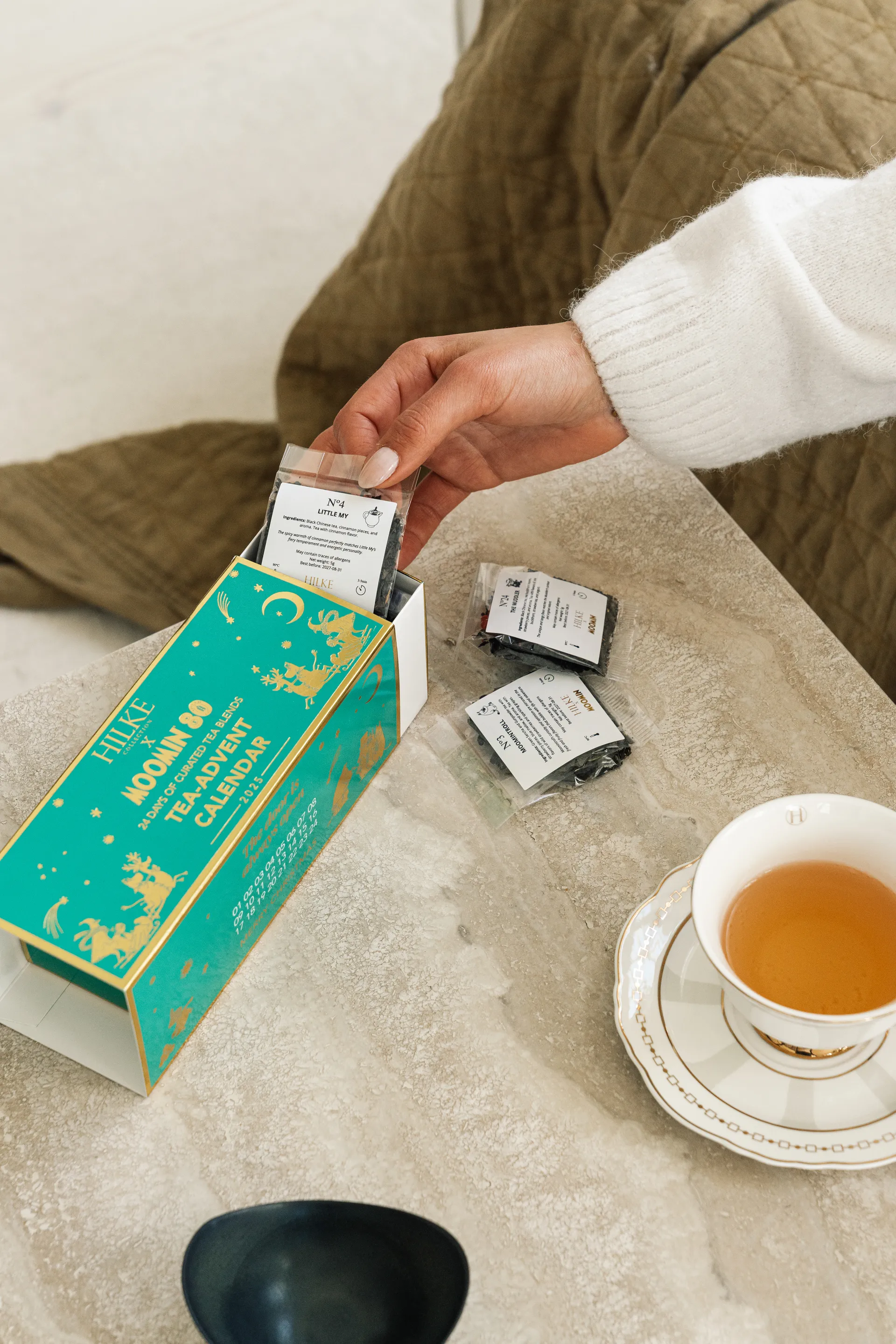 Strisce Tortora φλιτζάνι με πιατάκι, 22 cl Hilke Collection