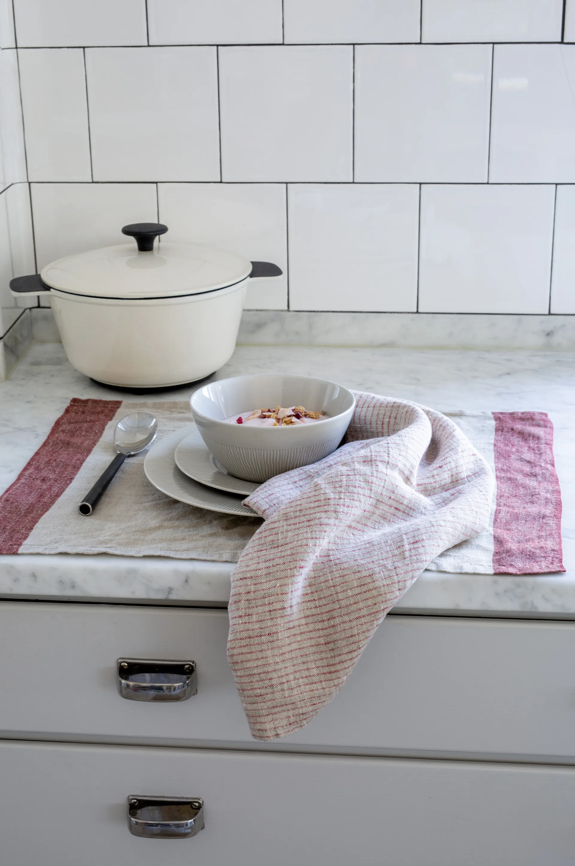 Πετσέτα κουζίνας, Linus, 50x70 εκ, συσκευασία 2 τεμαχίων, Καθαρό κόκκινο-φυσικό Himla