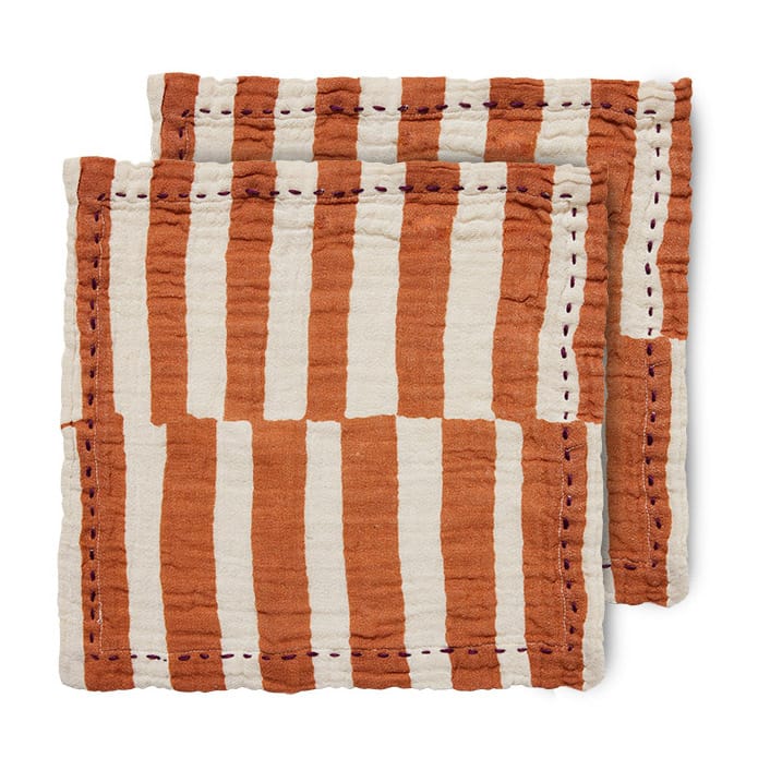 Ριγέ βαμβακερή πετσέτα 30x30 cm 2 τεμάχια - Tangerine - HKliving
