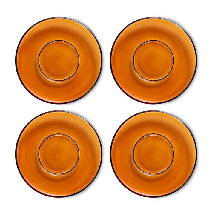 Γυάλινα πιατάκια καφέ 70's  Ø10,6 cm 4-pack - Amber brown - HKliving