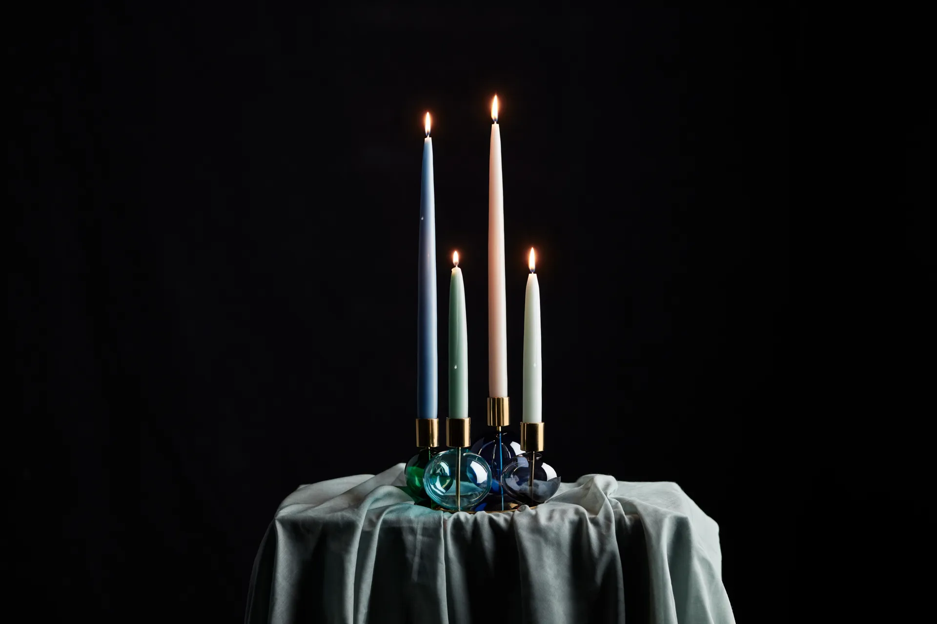 Κηροπήγιο με 4 βραχίονες Bubble Ø17,5x12 εκ., Μπλε-πράσινο-smoke Holmegaard