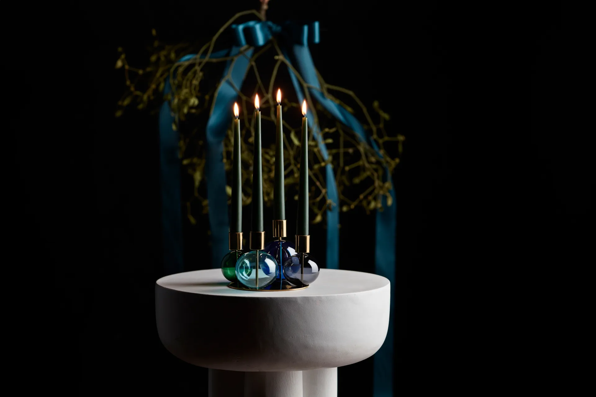 Κηροπήγιο με 4 βραχίονες Bubble Ø17,5x12 εκ., Μπλε-πράσινο-smoke Holmegaard