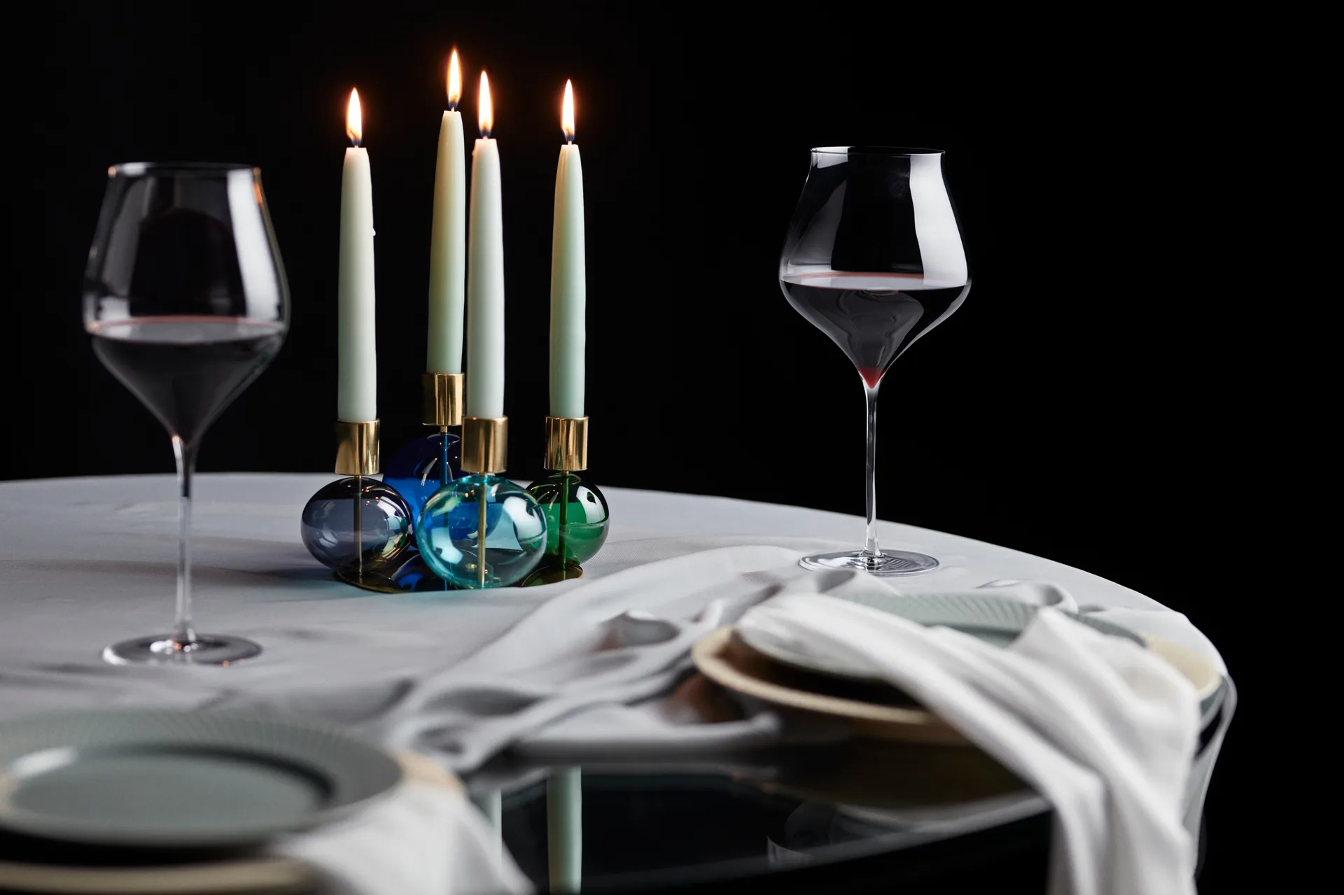 Κηροπήγιο με 4 βραχίονες Bubble Ø17,5x12 εκ., Μπλε-πράσινο-smoke Holmegaard